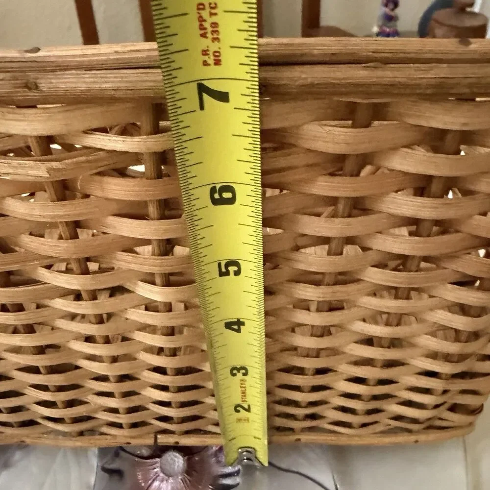 Vintage Wicker Rattan Divided Storage Basket Organizer Mail Utensil Holder 11”